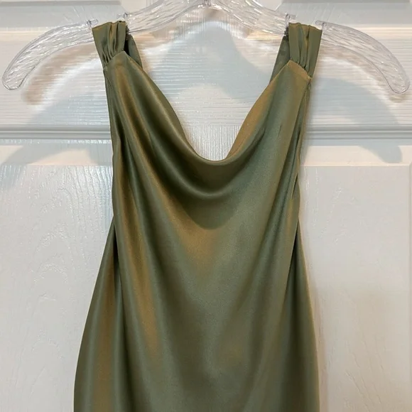 Reformation Casette Silk Dress in Artichoke Size 12 NWT - Picture 9 of 16